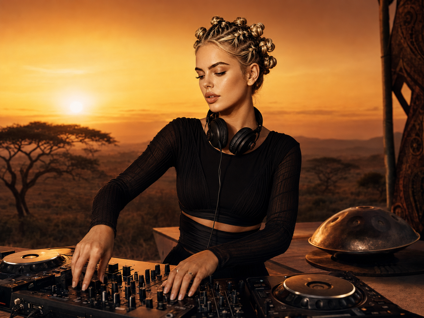 Solara Flame performing at sunset